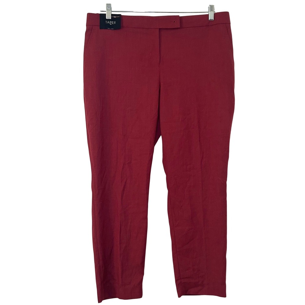 NWT Next Tailoring Taper Trousers Burgundy Red Relaxed Fit Ankle Pants Size 16R
